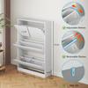 BORNOON Shoe Cabinet with 3 Flip Drawers, Hidden Wood Shoe Cabinet,Freestanding Shoe Storage Cabinet for Entryway Hallway.White. 47.2" H*31.5" W*9.45" D. view 2