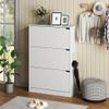 BORNOON Shoe Cabinet with 3 Flip Drawers, Hidden Wood Shoe Cabinet,Freestanding Shoe Storage Cabinet for Entryway Hallway.White. 47.2" H*31.5" W*9.45" D. view 3