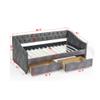 Daybed with Storage, Twin Daybed Upholstered Daybed with Drawers, Twin Size Upholstered Sofa Bed with Storage, No Box Spring Needed, Daybed for Bedroom, Living Room, Guest Room, Grey view 2
