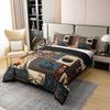 100% Cotton Bohemian Deer Comforter Cover Full, Bear Wildlife Hunting Theme Duvet Cover, Cabin Decor Buffalo Plaid Grid Bedding Set for Kids Teens, Retro Xmas Pine Tree Geometric Quilt Cover, 3Pcs view 3