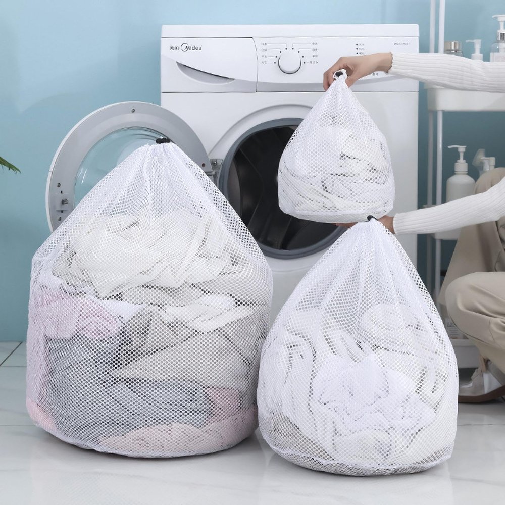 RAHBI Drawstring Laundry Bag Fine Mesh Machine Washing Special Wash Bag Thick Mesh Bag Large Size Laundry Net Pocket Bundle Mouth Factory Wholesale