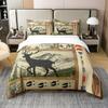 100% Cotton Farmhouse Lake House Decor Duvet Cover Queen, Rustic Hunting Deer Comforter Cover for Kids Boys Girls Teens, Retro Wild Animals Bedding, Woodland Pine Tree Paddle Plaid Decor Quilt Cover view 1