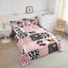 Milk Cow Comforter Set Girls Pink Room Decor,Checked Buffalo Plaid Cow Print Western Bedding Set King,Farmhouse Wild Animals Patchwork Cowhide Down Comforter,Rustic Flower Love Heart Duvet Insert view 4