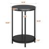 NSdirect Round Side Table Set of 2,16in Rustic Wooden End Table Surface Top & Sturdy Metal Legs Nightstand for Living Room Bedroom Farmhouse Sofa Table with Storage Open Shelf,Black view 3