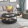 NSdirect Round Side Table Set of 2,16in Rustic Wooden End Table Surface Top & Sturdy Metal Legs Nightstand for Living Room Bedroom Farmhouse Sofa Table with Storage Open Shelf,Black view 4