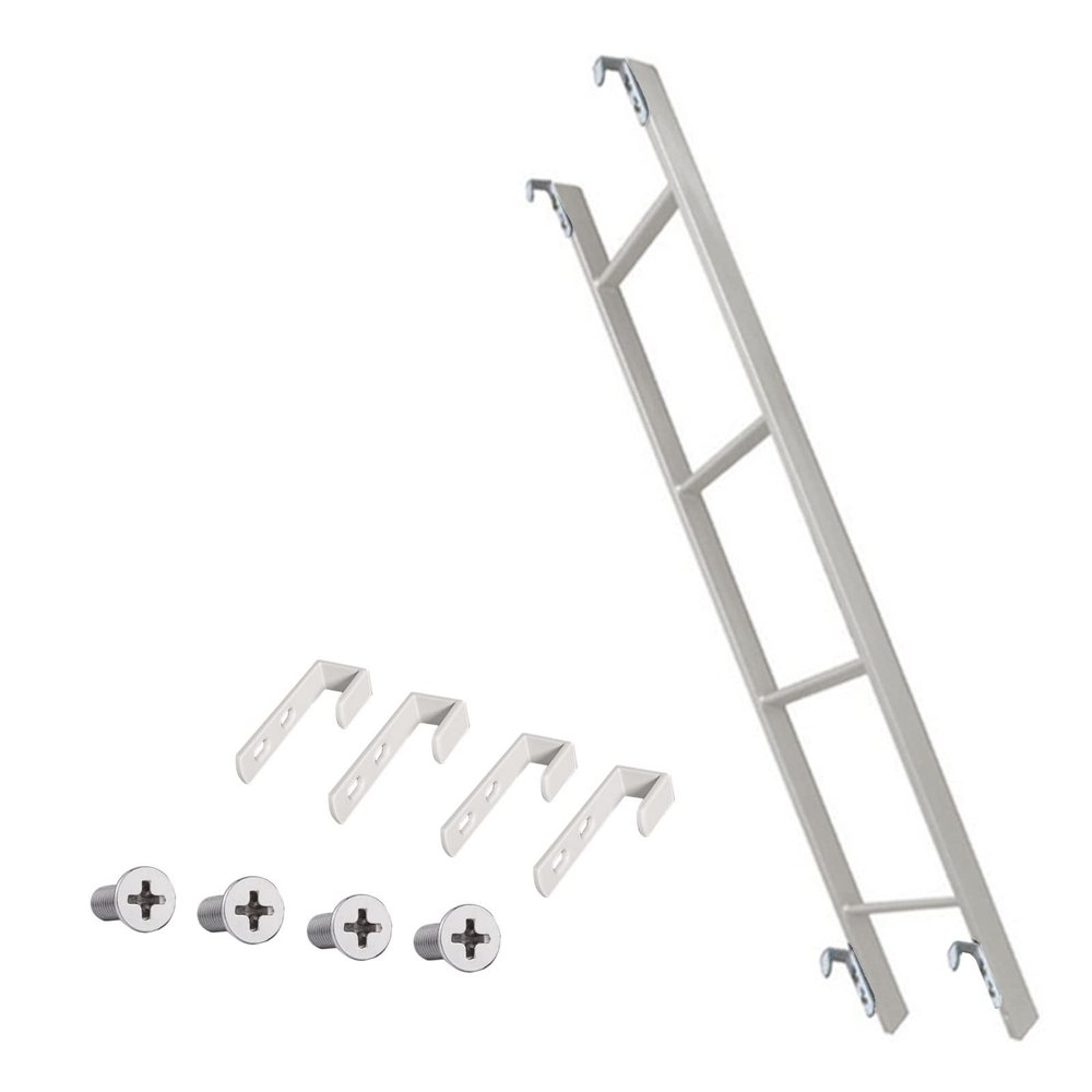 FairUo Twin Loft Bed Ladder Replacement with 4 Hooks and Screw Kits, 40 45 50 55 inch Bunk Bed Ladder for Apartment Dormitory & Tiny House, Easy to Install/White/1.4M/55 inch
