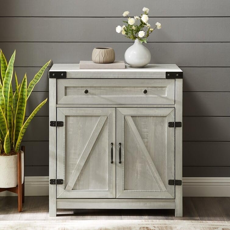 Storage Cabinet with Drawers and 2 Doors, 33'' H X 30'' W X 16'' D. (Stone Gray)