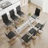 HomVent Modern Glass Dining Table & Chair Sets for 8, Glass Kitchen Table Set with Rectangle Tempered Glass Table Top and 8 PU Faux Leather Chairs for Dining Room Kitchen view 2