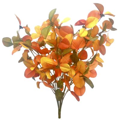 Flower Bee Floral Supply Artificial Eucalyptus 26 Inch Greenery Foilage Bush X15 Stems (5 Stems with 3 Branches per Stem) Vibrant Rich Real~Look Choose Colors (1, ORG/GRN/YEL)