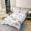 Cartoon Unicorn 100% Organic Cotton Comforter Cover Boho Rainbow Starry Sky Cloud Moon Duvet Cover Set Queen Size for Bedroom Cute Animals Blue Green Pink Bedding Set with 2 Pillowcases(No Filler) view 2