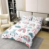 Cartoon Unicorn 100% Organic Cotton Comforter Cover Boho Rainbow Starry Sky Cloud Moon Duvet Cover Set Queen Size for Bedroom Cute Animals Blue Green Pink Bedding Set with 2 Pillowcases(No Filler) view 3