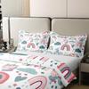 Cartoon Unicorn 100% Organic Cotton Comforter Cover Boho Rainbow Starry Sky Cloud Moon Duvet Cover Set Queen Size for Bedroom Cute Animals Blue Green Pink Bedding Set with 2 Pillowcases(No Filler) view 4