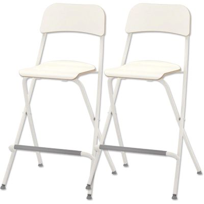 HEBEHO Nordic Adult Folding Bar Stool with Backrest 25/29in, Heavy Duty Ergonomic Kitchen Breakfast High Chair, Modern Restaurant Office Party Square Seat, 2 pcs (Color : White, Size : 63cm/25in)