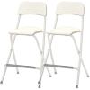 HEBEHO Nordic Adult Folding Bar Stool with Backrest 25/29in, Heavy Duty Ergonomic Kitchen Breakfast High Chair, Modern Restaurant Office Party Square Seat, 2 pcs (Color : White, Size : 63cm/25in) view 1