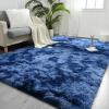 FlyDOIT Large Area Rugs for Living Room, 5x8 Feet Tie-Dyed Navy Blue Shaggy Rug Fluffy Throw Carpets, Ultra Soft Plush Modern Indoor Fuzzy Rugs for Bedroom Girls Kids Nursery Room Dorm Home Decor view 1