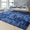 FlyDOIT Large Area Rugs for Living Room, 5x8 Feet Tie-Dyed Navy Blue Shaggy Rug Fluffy Throw Carpets, Ultra Soft Plush Modern Indoor Fuzzy Rugs for Bedroom Girls Kids Nursery Room Dorm Home Decor view 2