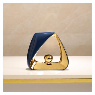 AOPPLSOT White Decorative Sculpture, Modern Abstract Art Decoration Living Room Window Sill Table Office Sculptures and Statues, Ceramics,02 Blue Gold