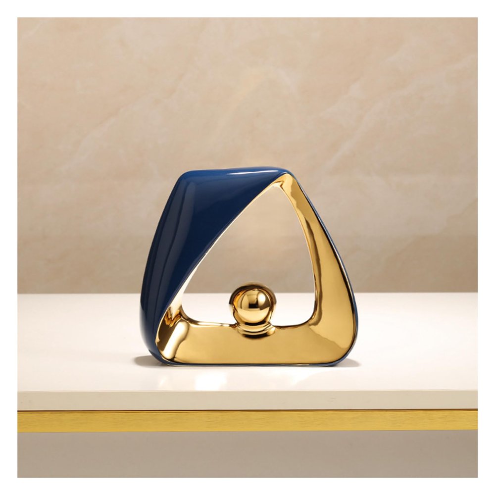 AOPPLSOT White Decorative Sculpture, Modern Abstract Art Decoration Living Room Window Sill Table Office Sculptures and Statues, Ceramics,02 Blue Gold