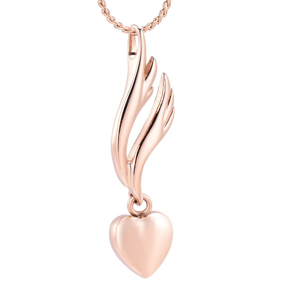 BIAIHQIE Heart Urn Necklace for Ashes Angel Wing Jewelry Always in My Heart Memorial Gift,1