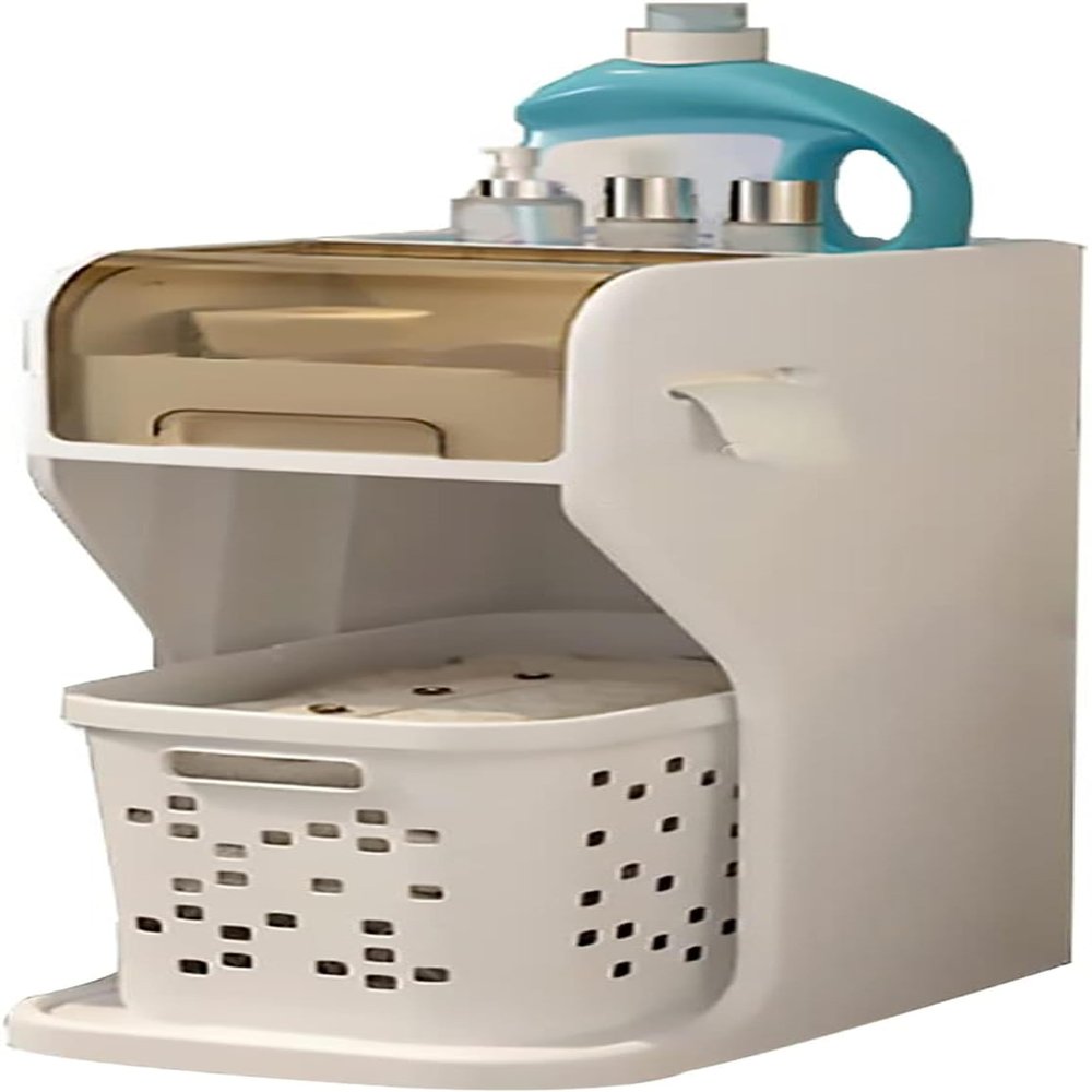 4 Tier Bathroom Floor Cabinet Laundry Hamper Cabinet, Slim Toilet Paper Storage Cabinet with Basket and Clear Drawers Narrow Tall Floor Cabinet Mobile Casters for Small Spaces and Gaps, Clothes