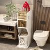 4 Tier Bathroom Floor Cabinet Laundry Hamper Cabinet, Slim Toilet Paper Storage Cabinet with Basket and Clear Drawers Narrow Tall Floor Cabinet Mobile Casters for Small Spaces and Gaps, Clothes view 2