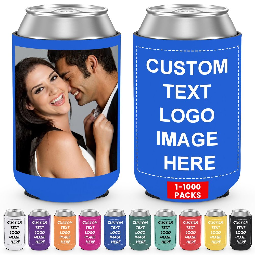 Personalized Can Cooler Sleeves - Bulk Custom Beer Can Coolers Collapsible Insulated Cup Sleeve Drink Holder for Wedding Birthday Bachelorette Bachelor Party Favors 1-1000pcs