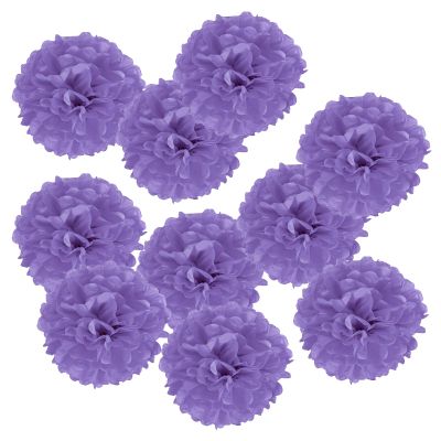PATIKIL 6" Tissue Pom Poms Flowers, 10 Pack Paper Flower Ball for Wedding Bridal Shower Birthday Bachelorette Party Backdrop Decoration, Purple