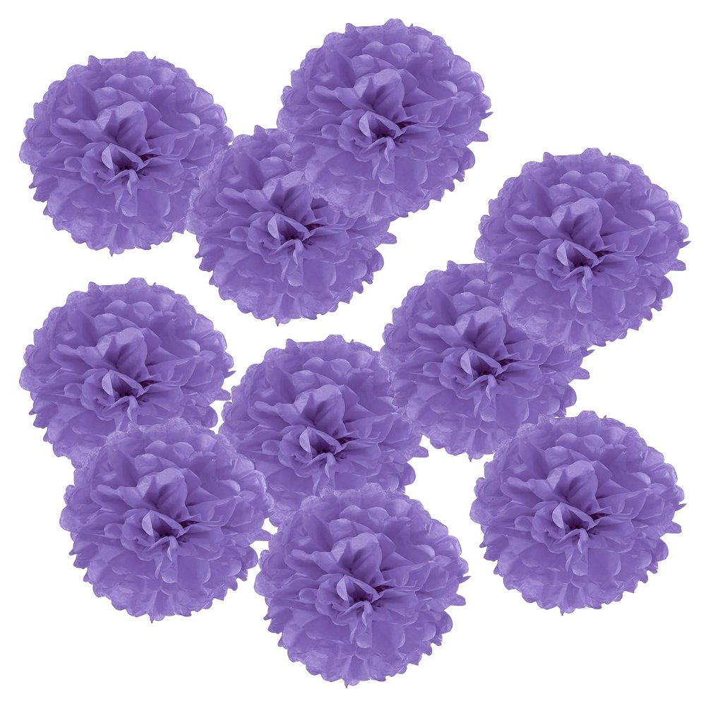 PATIKIL 6" Tissue Pom Poms Flowers, 10 Pack Paper Flower Ball for Wedding Bridal Shower Birthday Bachelorette Party Backdrop Decoration, Purple
