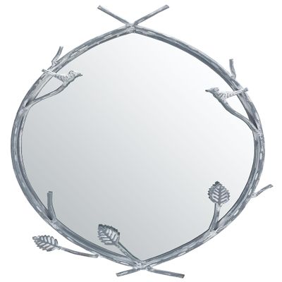 SAFAVIEH Home Collection Helios Silver 19 x 27-inch Oval Decorative Accent Wall Mirror for Bedroom Living Room Bathroom Entryway