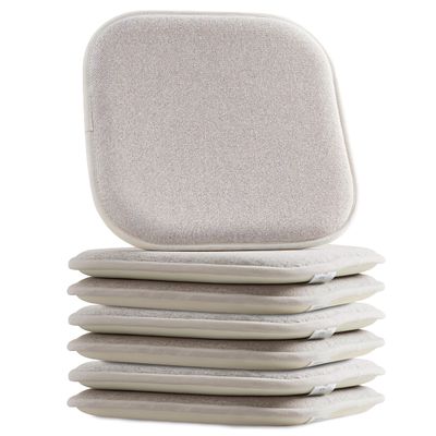 Elegant Comfort 6 Pack Chair Cushion Covers - Skid-Proof Rubber Backing - 16 x 16 Inch - Thick Dining Square Shape Seat Covers - Comfortable Textured Chair Pads with Ties - Thatch Pattern, Cream