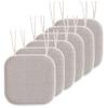 Elegant Comfort 6 Pack Chair Cushion Covers - Skid-Proof Rubber Backing - 16 x 16 Inch - Thick Dining Square Shape Seat Covers - Comfortable Textured Chair Pads with Ties - Thatch Pattern, Cream view 2