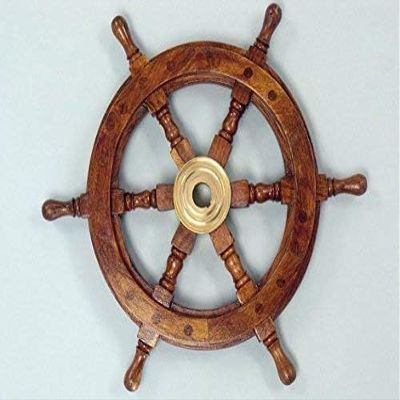 Authentic Gift Collection Antique Decorative Nautical Wall Decor Wooden Ship Wheel Premium Rosewood Crafted Vintage pirates Home Decor Ship Wheel (12) inch