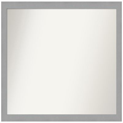 Amanti Art Silver Bathroom Mirror for Over Sink, 33x43 Custom Made Brushed Nickel Rectangle Vanity Mirror, X-Large Modern Wood Frame, Hangs Horizonally and Vertically, Wall Decor