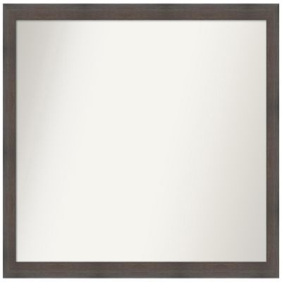 Amanti Art Brown Bathroom Mirror for Over Sink, 29x37 Custom Made Hardwood Chocolate Narrow Rectangle Vanity Mirror, Large Country Rustic Wood Frame, Hangs Horizonally and Vertically, Wall Decor