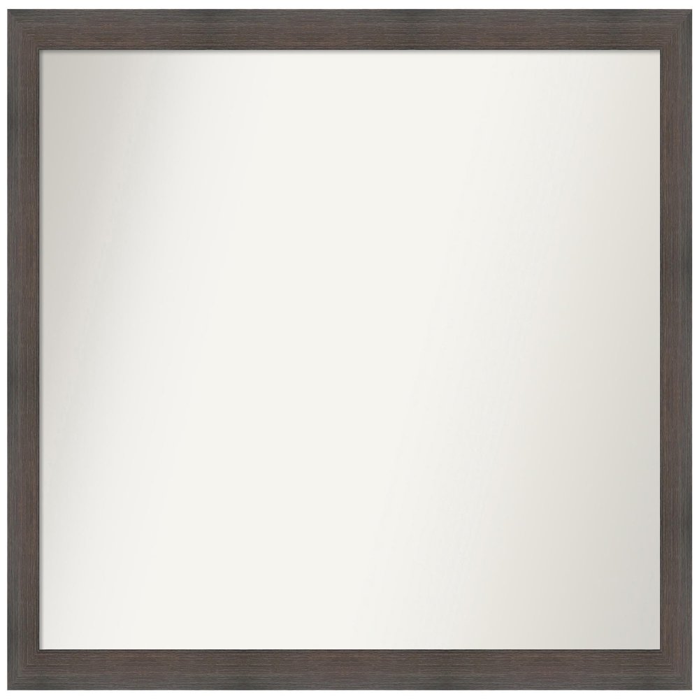 Amanti Art Brown Bathroom Mirror for Over Sink, 29x37 Custom Made Hardwood Chocolate Narrow Rectangle Vanity Mirror, Large Country Rustic Wood Frame, Hangs Horizonally and Vertically, Wall Decor