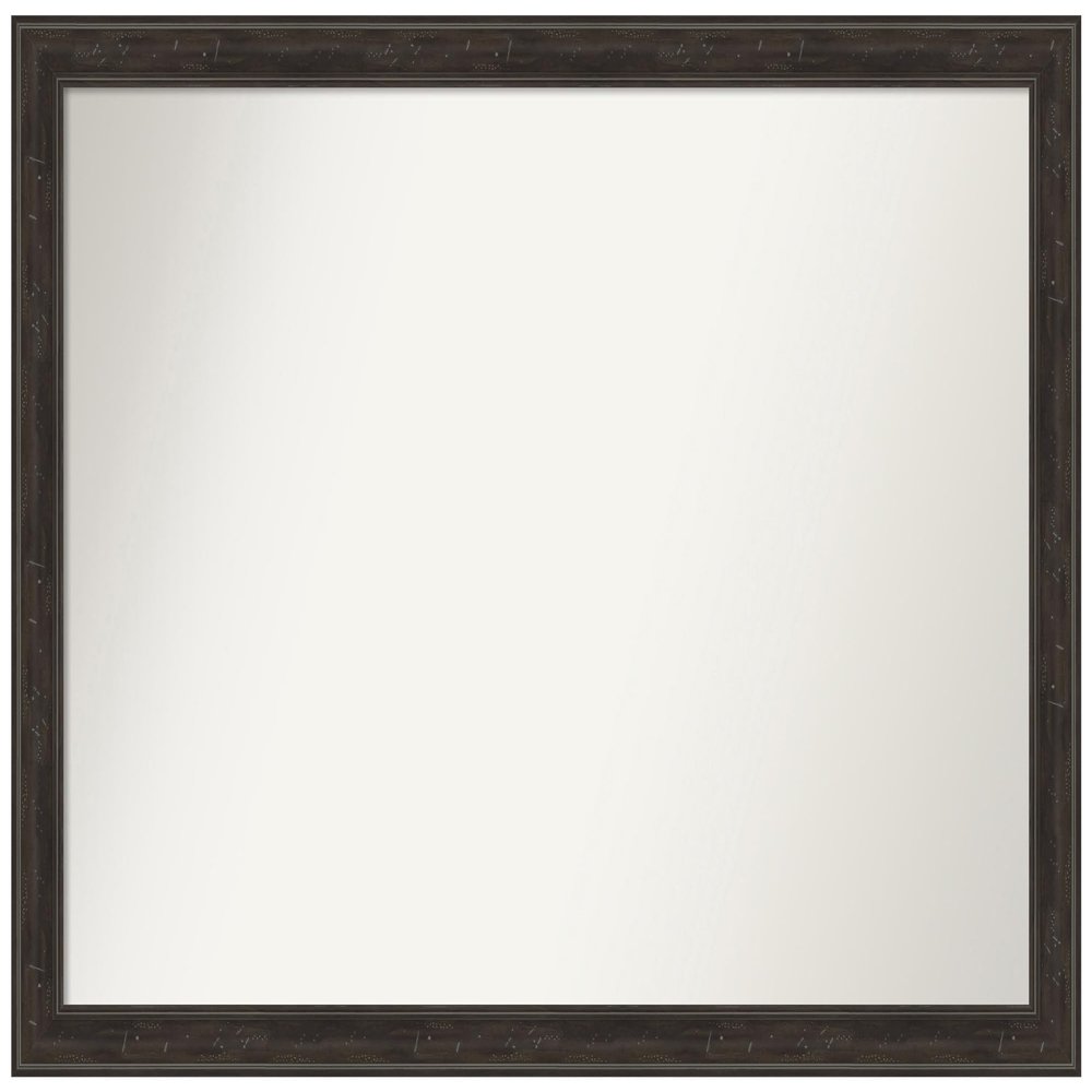 Amanti Art Brown Bathroom Mirror for Over Sink, 33x46 Custom Made Shipwreck Greywash Narrow Rectangle Vanity Mirror, Oversize Traditional Wood Frame, Hangs Horizonally and Vertically, Wall Decor