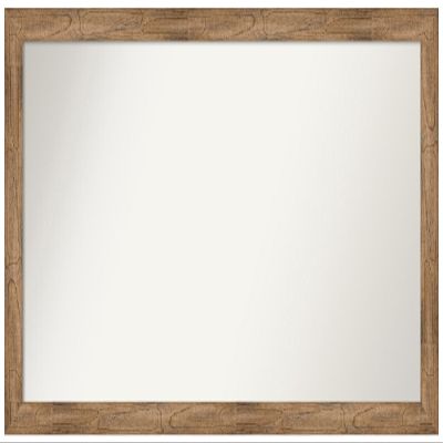 Amanti Art Brown Bathroom Mirror for Over Sink, 26x48 Custom Made Owl Brown Narrow Rectangle Vanity Mirror, Oversize Country Rustic Wood Frame, Hangs Horizonally and Vertically, Wall Decor
