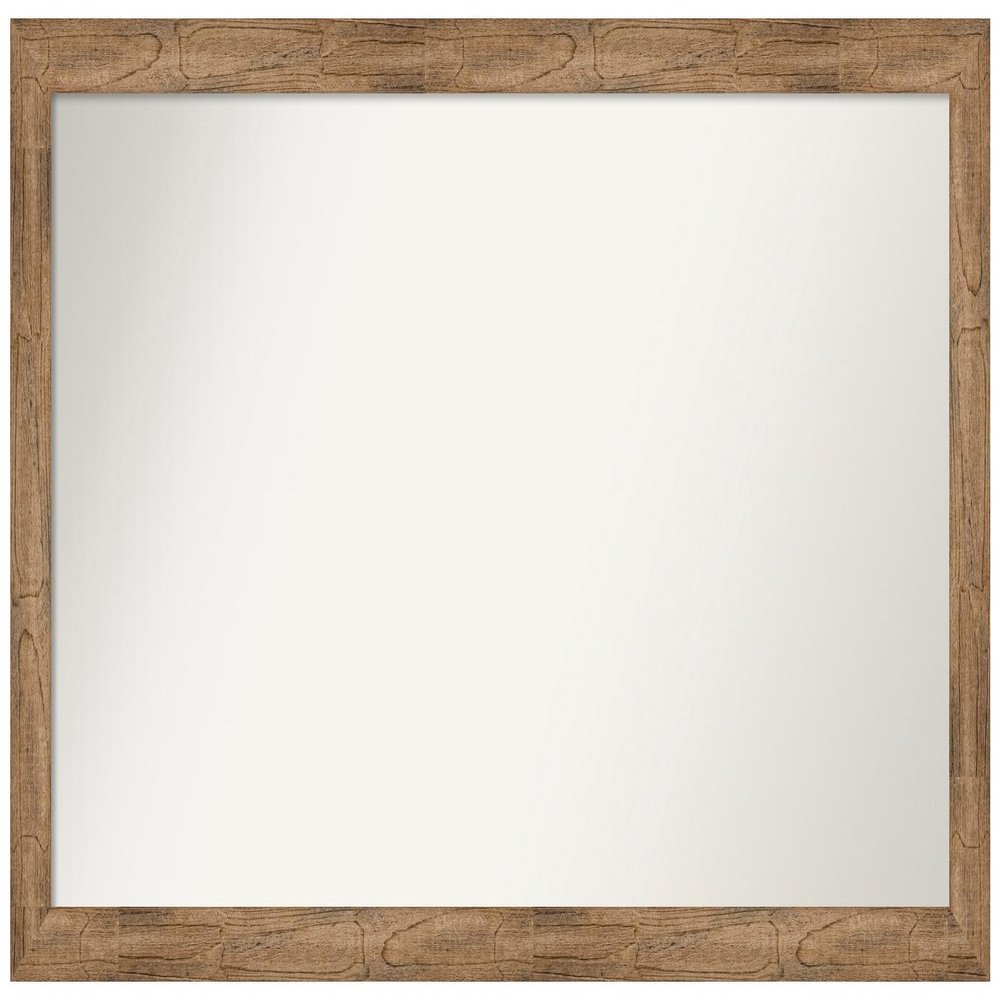 Amanti Art Brown Bathroom Mirror for Over Sink, 26x48 Custom Made Owl Brown Narrow Rectangle Vanity Mirror, Oversize Country Rustic Wood Frame, Hangs Horizonally and Vertically, Wall Decor