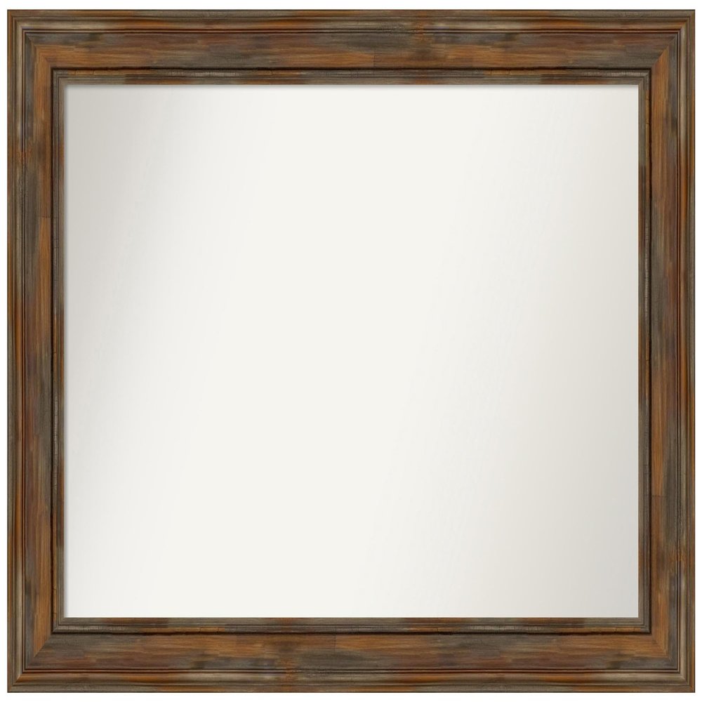 Amanti Art Brown Bathroom Mirror for Over Sink, 30x40 Custom Made Alexandria Rustic Brown Rectangle Vanity Mirror, Large Country Rustic Wood Frame, Hangs Horizonally and Vertically, Wall Decor