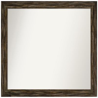 Amanti Art Brown Bathroom Mirror for Over Sink, 34x39 Custom Made Fencepost Brown Narrow Rectangle Vanity Mirror, Large Country Rustic Wood Frame, Hangs Horizonally and Vertically, Wall Decor