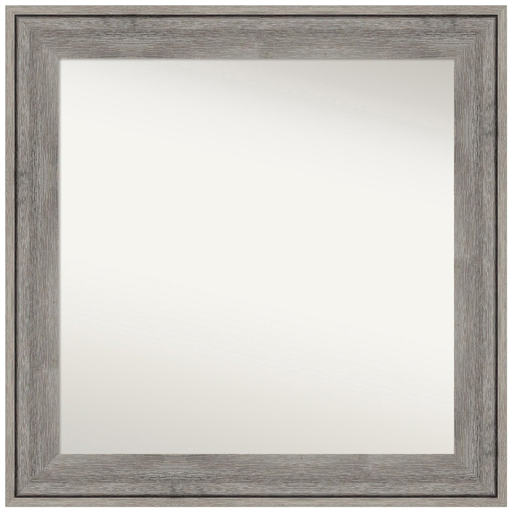 Amanti Art Grey Bathroom Mirror for Over Sink, 25x25 Custom Made Regis Barnwood Grey Square Vanity Mirror, Medium Country Rustic Wood Frame, Hangs Horizonally and Vertically, Wall Decor