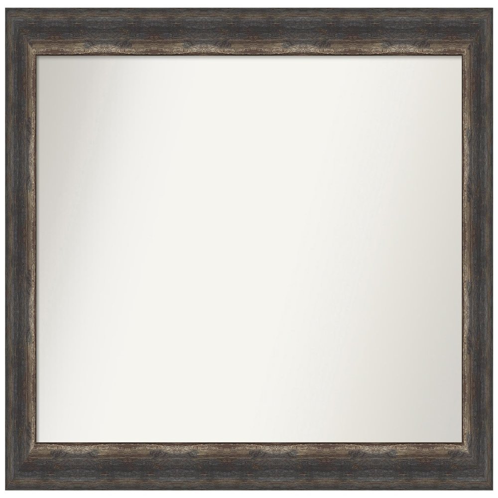 Amanti Art Brown Bathroom Mirror for Over Sink, 29x45 Custom Made Bark Rustic Char Rectangle Vanity Mirror, Large Country Rustic Wood Frame, Hangs Horizonally and Vertically, Wall Decor