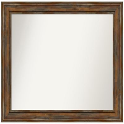 Amanti Art Brown Bathroom Mirror for Over Sink, 32x40 Custom Made Alexandria Rustic Brown Rectangle Vanity Mirror, Large Country Rustic Wood Frame, Hangs Horizonally and Vertically, Wall Decor