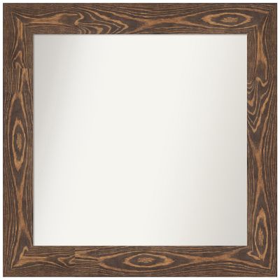 Amanti Art Brown Bathroom Mirror for Over Sink, 29x30 Custom Made Bridge Brown Rectangle Vanity Mirror, Medium Country Rustic Wood Frame, Hangs Horizonally and Vertically, Wall Decor