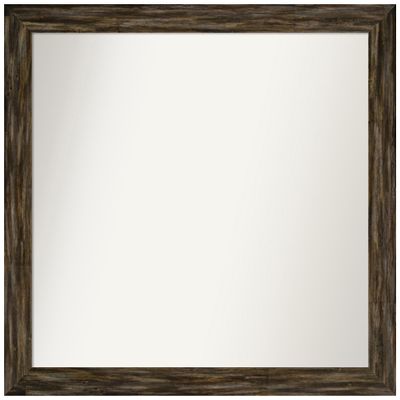 Amanti Art Brown Bathroom Mirror for Over Sink, 36x37 Custom Made Fencepost Brown Narrow Rectangle Vanity Mirror, Large Country Rustic Wood Frame, Hangs Horizonally and Vertically, Wall Decor