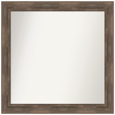 Amanti Art Brown Bathroom Mirror for Over Sink, 31x33 Custom Made Hardwood Mocha Rectangle Vanity Mirror, Large Country Rustic Wood Frame, Hangs Horizonally and Vertically, Wall Decor