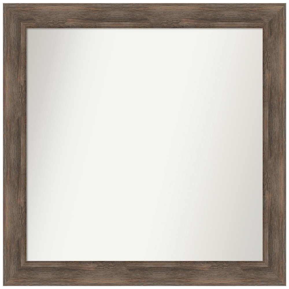 Amanti Art Brown Bathroom Mirror for Over Sink, 31x33 Custom Made Hardwood Mocha Rectangle Vanity Mirror, Large Country Rustic Wood Frame, Hangs Horizonally and Vertically, Wall Decor