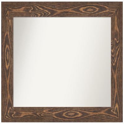 Amanti Art Brown Bathroom Mirror for Over Sink, 26x34 Custom Made Bridge Brown Rectangle Vanity Mirror, Medium Country Rustic Wood Frame, Hangs Horizonally and Vertically, Wall Decor