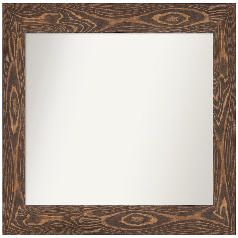 Amanti Art Brown Bathroom Mirror for Over Sink, 26x34 Custom Made Bridge Brown Rectangle Vanity Mirror, Medium Country Rustic Wood Frame, Hangs Horizonally and Vertically, Wall Decor