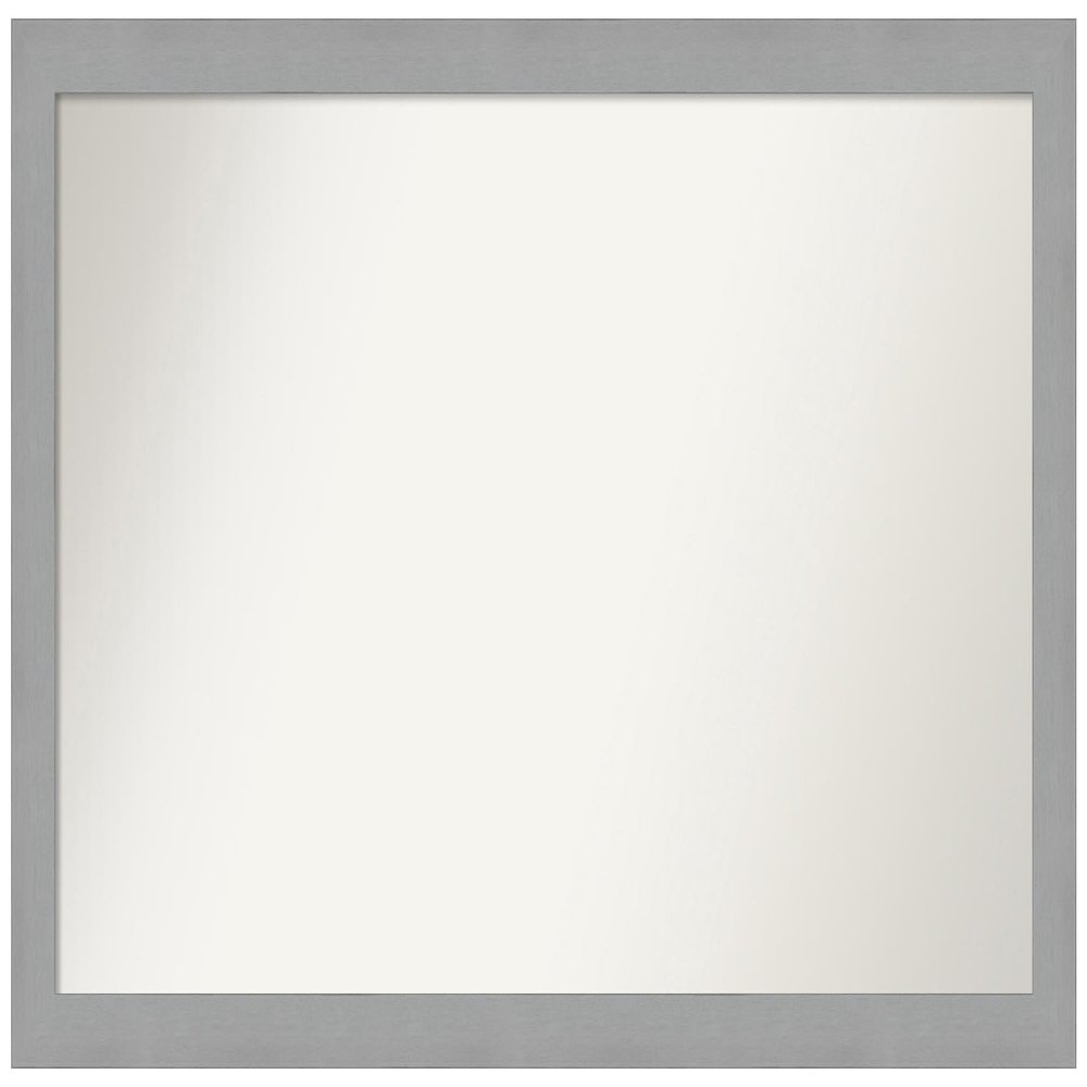 Amanti Art Silver Bathroom Mirror for Over Sink, 27x47 Custom Made Brushed Nickel Rectangle Vanity Mirror, Oversize Modern Wood Frame, Hangs Horizonally and Vertically, Wall Decor